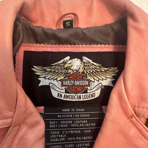 Harley Davidson Pink Genuine Leather Jacket - Picture 4 of 7